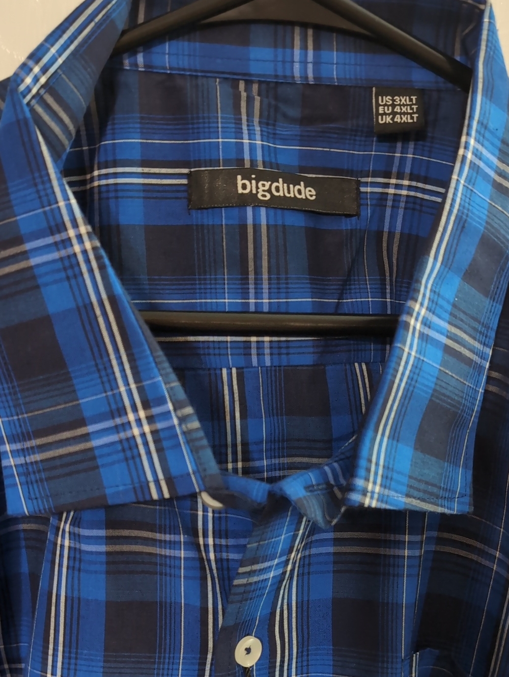 Men's Blue Plaid Button-Down Shirt